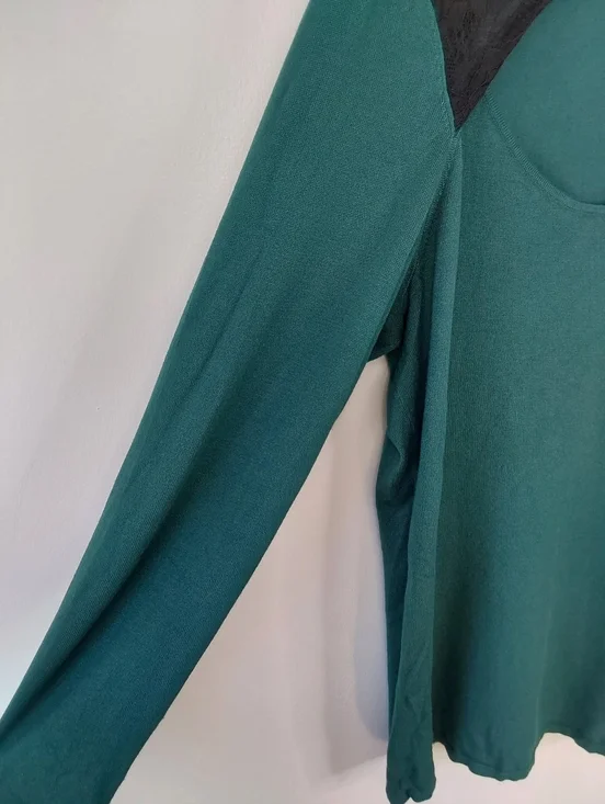 Torrid Green Pullover Lace Keyhole Cutout Knit Sweater - Picture 2 of 7